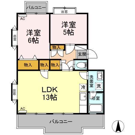 ピュアハイツ(2LDK/1階)の間取り写真