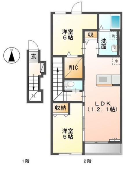 グレース A(2LDK/2階)の間取り写真