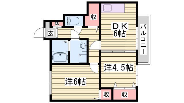 カロッテ ガルテン(2DK/1階)の間取り写真