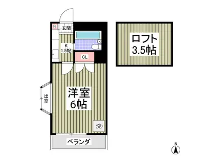 東武東上線 高坂駅 徒歩8分 2階建 築35年(1K/2階)の間取り写真