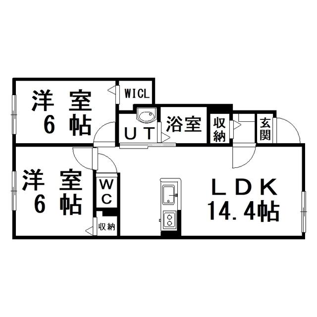 イースト TWO 愛国(2LDK/1階)の間取り写真