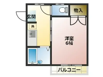 奈良橋ハイツ(ワンルーム/2階)の間取り写真