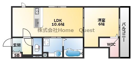 サンフィールド久宝寺(1LDK/2階)の間取り写真