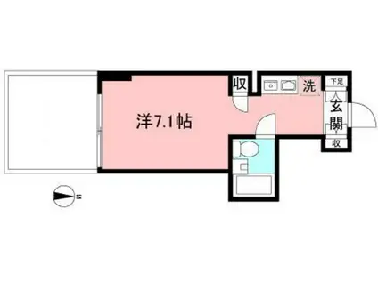 プリンセスコート赤堤(ワンルーム/1階)の間取り写真