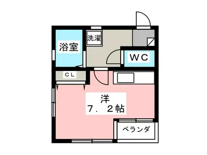 ポインセチア西ヶ崎(ワンルーム/2階)の間取り写真