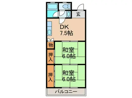 グリーンハイツ三栗(2DK/2階)の間取り写真