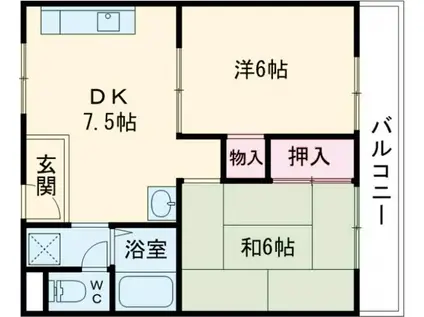 メゾンかわむら(2DK/3階)の間取り写真