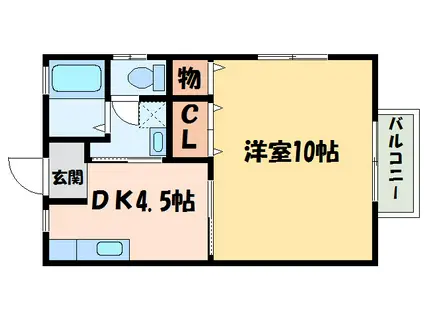 ディアス住吉II(1DK/2階)の間取り写真
