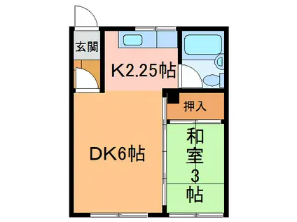 ハイツ坂本(1LDK/2階)の間取り写真