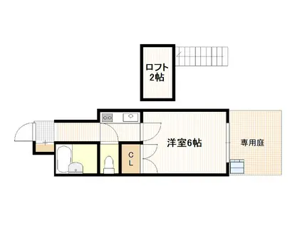 オレンジハウス坪井(1K/1階)の間取り写真