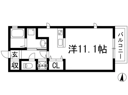 ペアムールA棟(ワンルーム/1階)の間取り写真