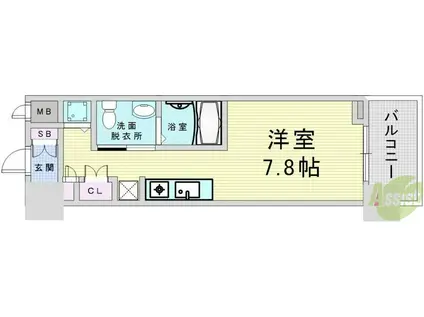 エスリード御堂筋梅田(1K/3階)の間取り写真