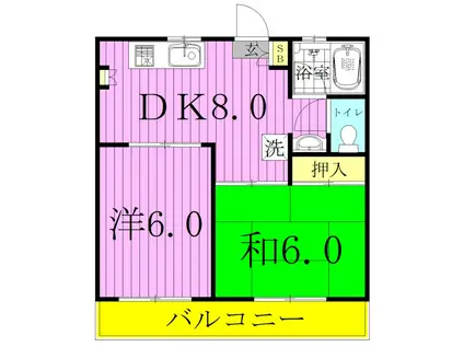 ハイムヤマグチ(2DK/3階)の間取り写真