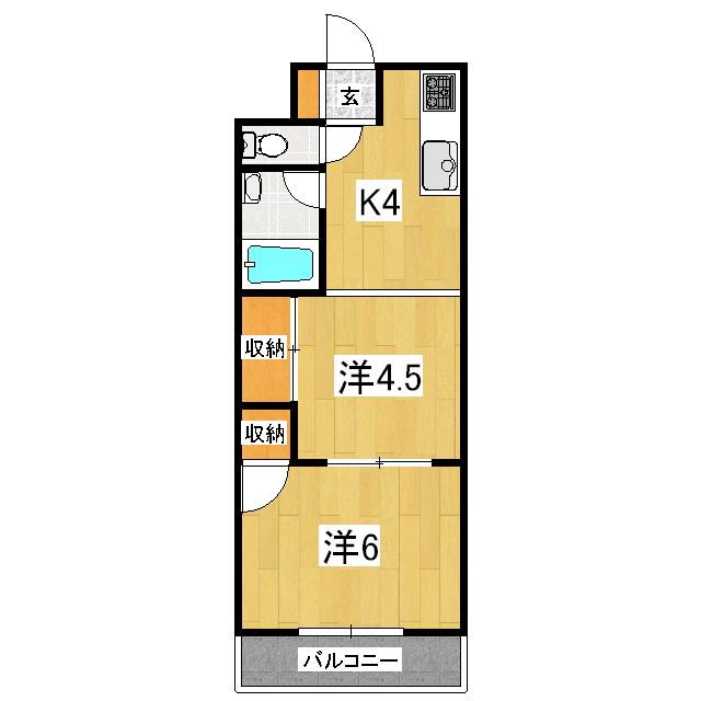 マルシン四ノ宮ハイツ(2K/2階)の間取り写真