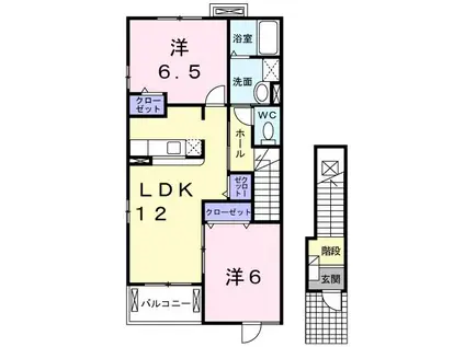 グランメール大善II B(2LDK/2階)の間取り写真