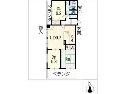 第2大幸堂マンション(3LDK/3階)の間取り写真