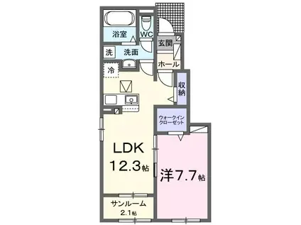 加美町百目木一番アパートA(1LDK/1階)の間取り写真