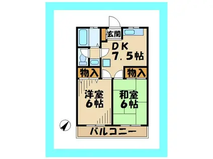 かみやマンション(2DK/3階)の間取り写真