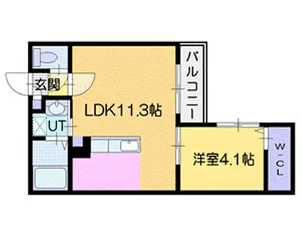 ALPHA新札幌(1LDK/3階)の間取り写真