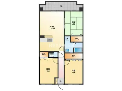 ハイネス青山横尾(3LDK/4階)の間取り写真