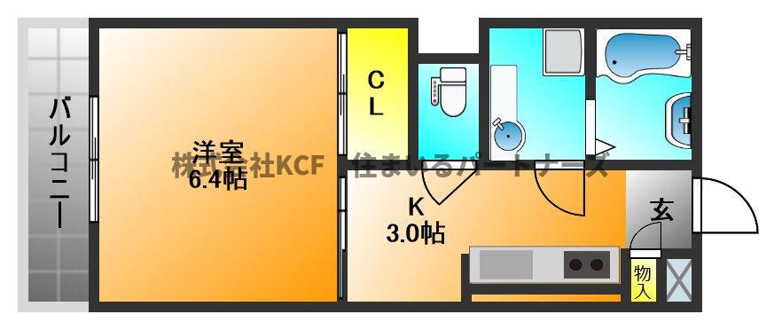 レスピラールI(1K/2階)の間取り写真