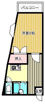 YTSマンション 碓井(1K/2階)の間取り写真
