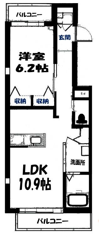 プランドール東海岸(1LDK/1階)の間取り写真