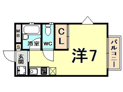 プレミール西宮北口(ワンルーム/1階)の間取り写真