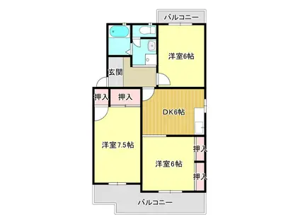 マンションハイネス(3DK/4階)の間取り写真
