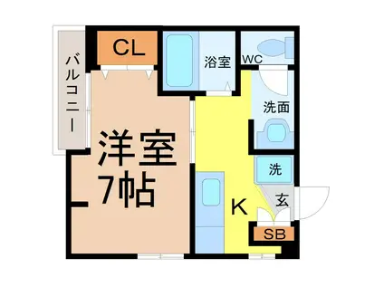 カーサグラシア(1K/2階)の間取り写真