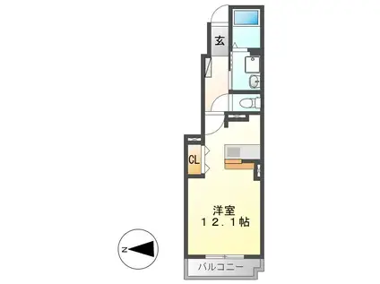 プチ・パステ-クII(ワンルーム/1階)の間取り写真