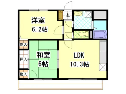 マンション曽根本-I(2LDK/4階)の間取り写真