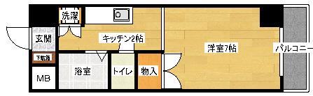 ルミネ東白島(1K/3階)の間取り写真