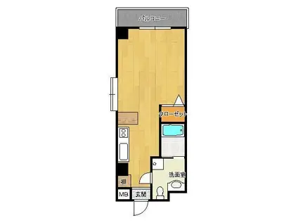 ビアン1号館(ワンルーム/2階)の間取り写真