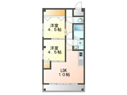 双葉マンション(2LDK/5階)の間取り写真