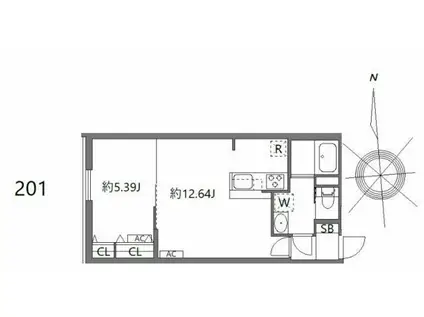 ルオーレ上北沢駅前(1LDK/2階)の間取り写真
