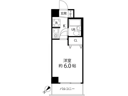 ティーズガーデン梶ヶ谷(1K/4階)の間取り写真