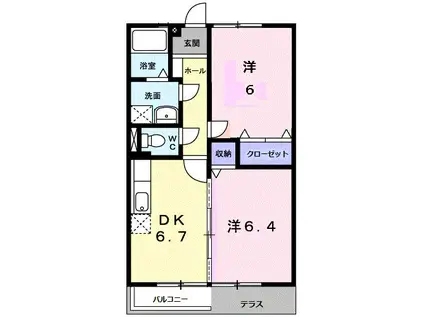 コンフォートハイツ II(2DK/1階)の間取り写真