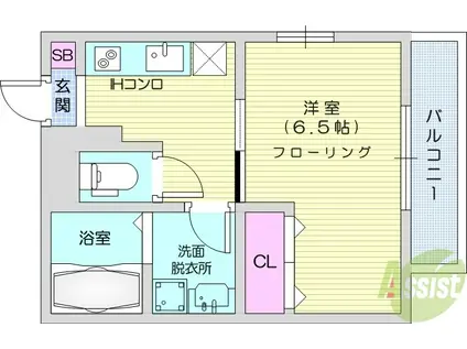 MAHARO宮町(1K/1階)の間取り写真