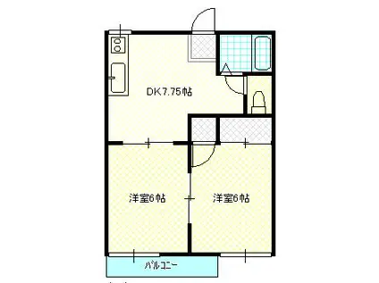 コーポグローリー(2DK/2階)の間取り写真