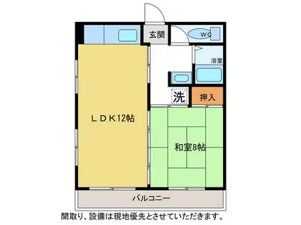 メゾン朝日(1LDK/2階)の間取り写真