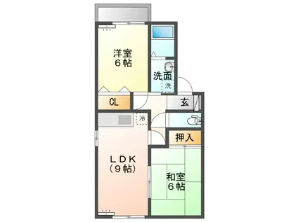 オーセードル(2LDK/1階)の間取り写真
