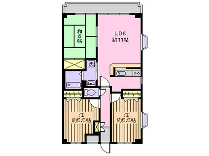 クラールハイト秋本(3LDK/4階)の間取り写真