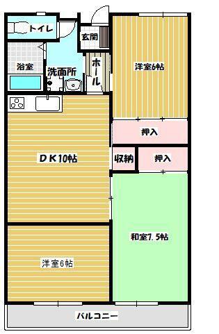 高松ビル(3DK/2階)の間取り写真
