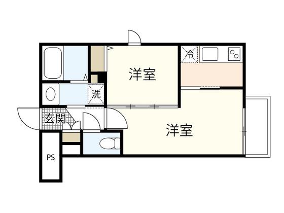 月光南観音五番館(1LDK/1階)の間取り写真