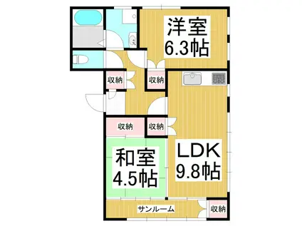ハイツ新井(2LDK/2階)の間取り写真