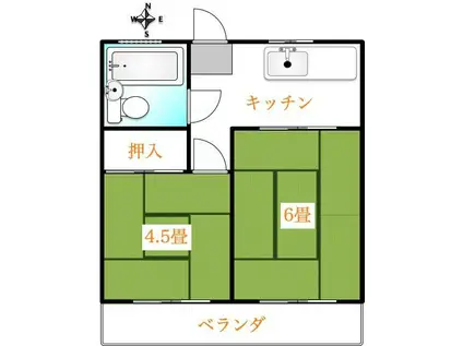 戸田コーポ(2K/3階)の間取り写真