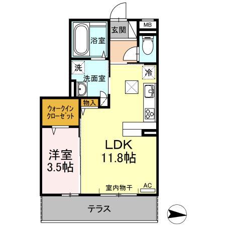 A-BRIGHT(1LDK/1階)の間取り写真
