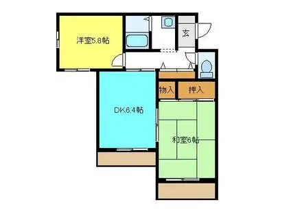 ファイネスト(2DK/2階)の間取り写真