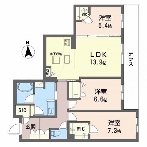 フレシア天王寺(3LDK/1階)の間取り写真